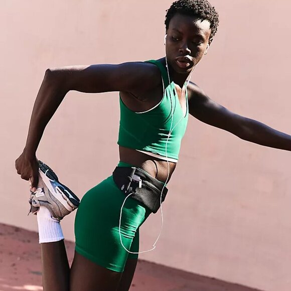 NWT Free People Movement Never Better Longline Green Crop Top - Picture 6 of 10